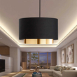 GloboStar® BASIL 204-0174 Μοντέρνο Κρεμαστό Φωτιστικό Kαπέλο Μονόφωτο 1 x E27 IP20 Μαύρο & Χρυσό Ύφασμα - Μ30 x Π30 x Υ20cm