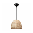GloboStar® MEKA 204-0163 Boho Κρεμαστό Φωτιστικό Καμπάνα Μονόφωτο 1 x E27 IP20 Μπεζ Rattan - Μ30 x Π30 x Υ25cm