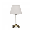 GloboStar® AΝΤΙQUE 204-0142 Vintage Eπιτραπέζιο Φωτιστικό Μονόφωτο 1 x E27 IP20 Μπρούτζινο Μέταλλο με Λευκό Ύφασμα - Μ22 x Π22 x Υ38cm