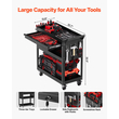 VEVOR 4-Tier Tool Cart on Wheels 350 lb Rolling Cart Work with Drwer & Pegboard