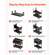 VEVOR 4-Tier Tool Cart on Wheels 350 lb Rolling Cart Work with Drwer & Pegboard