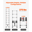 VEVOR Telescoping Ladder Stainless Steel Extension Step 8,5ft Portable Ladders