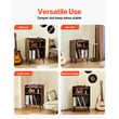 Συσκευή δίσκων VEVOR 3 επιπέδων με φως LED & θύρες USB Ξύλινο ράφι βινυλίου καφέ