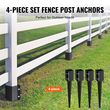 VEVOR Fence Post Anchor Ground Spike, 4 πακέτο 24 x 4 x 4 ίντσες εξωτερική διάμετρος (εσωτερική διάμετρος 3,5 x 3,5 ίντσες), μεταλλική μαύρη σκόνη με επίστρωση πάσσαλου, για κιγκλίδωμα κήπου κατάστρωμα γραμματοκιβωτίου