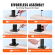 VEVOR Glass Clamp 10 PCS Τετράγωνο στήριγμα κιγκλιδώματος για 0,31 "-0,47" Γυάλινο μαύρο