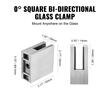 VEVOR Glass Clamp 4 ΤΕΜ. Τετράγωνο στήριγμα κιγκλίδωμα για 0,31 "-0,47" γυαλί ασημί