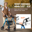 VEVOR Rollator Walker για ηλικιωμένους και ενήλικες, Ελαφρύς αναδιπλούμενος περιπατητής από αλουμίνιο με ρυθμιζόμενο κάθισμα και λαβή, περιπατητής περιπάτου για εξωτερική κινητικότητα με τροχούς παντός εδάφους 8 ιντσών, χωρητικότητα 300LBS