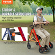 VEVOR Rollator Walker για ηλικιωμένους και ενήλικες, Ελαφρύς αναδιπλούμενος περιπατητής από αλουμίνιο με ρυθμιζόμενο κάθισμα και λαβή, περιπατητής περιπάτου για εξωτερική κινητικότητα με τροχούς παντός εδάφους 8 ιντσών, χωρητικότητα 300LBS