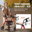 VEVOR Rollator Walker για ηλικιωμένους και ενήλικες, Ελαφρύς αναδιπλούμενος περιπατητής από αλουμίνιο με ρυθμιζόμενο κάθισμα και λαβή, περιπατητής περιπάτου για εξωτερική κινητικότητα με τροχούς παντός εδάφους 8 ιντσών, χωρητικότητα 300LBS