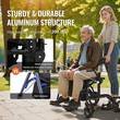 VEVOR 2 σε 1 Rollator Walker & Transport Chair για ηλικιωμένους, Αναδιπλούμενο Rolling Walker Combo & Footrests, Ελαφρύς περιπατητής κινητικότητας αλουμινίου με ρυθμιζόμενη λαβή, τροχοί παντός εδάφους, 136 kg