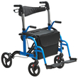 VEVOR 2 σε 1 Rollator Walker & Transport Chair για ηλικιωμένους, Αναδιπλούμενο Rolling Walker Combo & Footrests, Ελαφρύς περιπατητής κινητικότητας αλουμινίου με ρυθμιζόμενη λαβή, τροχοί παντός εδάφους, 300LBS