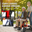 VEVOR 2 σε 1 Rollator Walker & Transport Chair για ηλικιωμένους, Αναδιπλούμενο Rolling Walker Combo & Footrests, Ελαφρύς περιπατητής κινητικότητας αλουμινίου με ρυθμιζόμενη λαβή, τροχοί παντός εδάφους, 136 kg