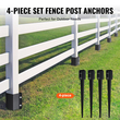 VEVOR Fence Post Anchor Ground Spike, 4 πακέτο 36 x 4 x 4 ίντσες εξωτερική διάμετρος (εσωτερική διάμετρος 3,5 x 3,5 ίντσες), μεταλλική μαύρη σκόνη με επίστρωση πάσσαλου, για κιγκλίδωμα κήπου κατάστρωμα γραμματοκιβωτίου