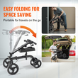 VEVOR Folding Knee Scooter, Carbon Steerable Knee Walker με ρυθμιζόμενο ύψος τιμόνι & επιγονατίδα, συμπαγείς τροχούς παντός εδάφους, διπλά φρένα, σκούτερ ανάκτησης ποδιών για τραυματισμούς στον αστράγαλο