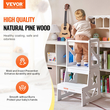 Σκαμπό VEVOR Toddler Step Stool για παιδιά, Σκαμπό κουζίνας για παιδιά από φυσικό ξύλο πεύκου με ράγα ασφαλείας, 150LBS Loading Capacity Standing Tower Σκαμπό εκμάθησης για Υπνοδωμάτιο Μπάνιο Πάγκος κουζίνας, λευκό