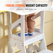 Σκαμπό VEVOR Toddler Step Stool για παιδιά, Σκαμπό κουζίνας για παιδιά από φυσικό ξύλο πεύκου με ράγα ασφαλείας, 150LBS Loading Capacity Standing Tower Σκαμπό εκμάθησης για Υπνοδωμάτιο Μπάνιο Πάγκος κουζίνας, λευκό