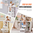 Σκαμπό VEVOR Toddler Step Stool για παιδιά, Σκαμπό κουζίνας για παιδιά από φυσικό ξύλο πεύκου με ράγα ασφαλείας, 150LBS Loading Capacity Standing Tower Σκαμπό εκμάθησης για Υπνοδωμάτιο Μπάνιο Πάγκος κουζίνας, λευκό
