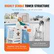 Σκαμπό VEVOR Tower Step για νήπια Παιδικά 3 επίπεδα Ρυθμιζόμενο ύψος 350LBS Λευκό