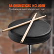 VEVOR Drum Throne, 19,3 έως 23 ίντσες / 490-585 mm ρυθμιζόμενο ύψος, επενδεδυμένο κάθισμα τυμπάνου με αντιολισθητικά πόδια 5A Drumsticks 330 lbs / 150 kg Μέγιστο βάρος χωρητικότητας, 360° Περιστρεφόμενη καρέκλα τυμπάνου