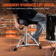 VEVOR Hydraulic Saddle Drum Throne, 19,3-25,2 ίντσες / 490-640 mm Ρυθμιζόμενο ύψος, Επενδυμένο κάθισμα σκαμπό τυμπάνου με αντιολισθητικά πόδια τύμπανα 500 lbs / 227 kg Μέγιστο βάρος χωρητικότητας, περιστροφή 360° για τύμπανα