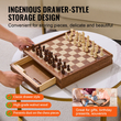 VEVOR Σετ σκακιού από μασίφ ξύλο, Σετ παιχνιδιών Chess Checkers 15 ιντσών 2-ΣΕ-1, Επιτραπέζια παιχνίδια σκακιού με συρτάρι αποθήκευσης & ζυγισμένα κομμάτια πούλια σκακιού & 2 βασίλισσες, για ενήλικες Παιδικό τουρνουά Επαγγελματίας αρχαρίου