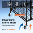 VEVOR Rolling Sports Ball Storage Cart, Κλουβί μπάσκετ που κλειδώνει με ελαστικούς ιμάντες, Organizer θήκη αθλητικού εξοπλισμού για εσωτερικούς χώρους, χαλύβδινη θήκη αποθήκευσης για γκαράζ, playgroup, γυμναστήριο και σχολεία