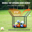 VEVOR Rolling Sports Ball Storage Cart, Κλουβί μπάσκετ που κλειδώνει με διπλά καπάκια, Organizer θήκη αθλητικού εξοπλισμού για εσωτερικούς χώρους, χαλύβδινη σχάρα αποθήκευσης για γκαράζ, παιδότοπο, γυμναστήριο και σχολεία