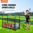 VEVOR Rolling Sports Ball Storage Cart, Κλουβί μπάσκετ που κλειδώνει με διπλά καπάκια, Organizer θήκη αθλητικού εξοπλισμού για εσωτερικούς χώρους, χαλύβδινη σχάρα αποθήκευσης για γκαράζ, παιδότοπο, γυμναστήριο και σχολεία