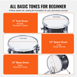 VEVOR Kids Drum Set 3-Pece 14 in Beginner Drum set for Children with Throne Black