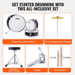 VEVOR Kids Drum Set 3-Pece 14 in Beginner Drum set for Children with Throne Black