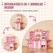 VEVOR Kitchen Playset Kids Pretend Cooking Play Toy 74 Piece Αξεσουάρ Ροζ
