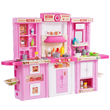VEVOR Kitchen Playset Kids Pretend Cooking Play Toy 74 Piece Αξεσουάρ Ροζ