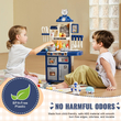 VEVOR Kitchen Playset Kids Pretend Cooking Play Toy 48 Piece Αξεσουάρ Μπλε