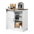 VEVOR Coffee Bar Cabinet Τραπέζι 3 επιπέδων Coffee Bar με πόρτες αχυρώνα καφέ λευκό