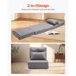 VEVOR Convertible Flip Chair με 5 ρυθμιζόμενες θέσεις δαπέδου Lazy Sofa Grey