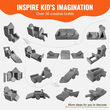 VEVOR Play Couch, 15 τμχ Modular Kids Nugget καναπές, Καναπές από αφρό για νήπια με σφουγγάρι 25D υψηλής πυκνότητας για παιχνίδι, δημιουργικότητα, ύπνο, ευφάνταστα παιδικά έπιπλα για υπνοδωμάτιο και αίθουσα παιχνιδιών