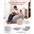 Καρέκλα κρεβατιού VEVOR Bean Bag Μετατρέψιμη από καρέκλα σε σαλόνι ή στρώμα γκρι-γεμάτο