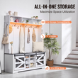 VEVOR Hall Tree Wooden Hall Tree με πάγκο 12 γάντζους για είσοδο και διάδρομο
