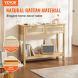 Τραπέζι κονσόλας VEVOR Rattan με 2 συρτάρια αποθήκευσης Rattan συρόμενη πόρτα Natural