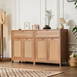 Ντουλάπι VEVOR Rattan με 4 πόρτες 2 συρτάρια ρυθμιζόμενα ράφια Σετ 2 φυσικών
