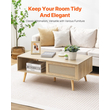 VEVOR Rattan Τραπεζάκι Σαλονιού Ορθογώνιο Rattan Τραπεζάκι σαλονιού 2 επιπέδων για σαλόνι