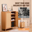 VEVOR Rattan Shoe Cabinet 5 Tiers Shoe Organizer 2 πόρτες & ρυθμιζόμενα ράφια