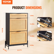 VEVOR Rattan Shoe Cabinet Shoe Organizer 2 συρτάρια αναδιπλούμενα & 1 συρτάρι μαύρο