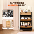 VEVOR Rattan Shoe Cabinet Shoe Organizer 2 συρτάρια αναδιπλούμενα & 1 συρτάρι μαύρο