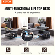 VEVOR Lift Top Τραπεζάκι σαλονιού 35,3" Στρογγυλό Τραπεζάκι Σαλονιού Μαύρο