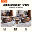 VEVOR Lift Top Τραπεζάκι σαλονιού 39,4" Ορθογώνιο Τραπεζάκι σαλονιού με ανοιχτό και καφέ USB