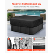 Κάλυμμα υδρομασάζ εξωτερικού χώρου VEVOR 2235x2235x508mm, ανθεκτικό στις καιρικές συνθήκες και αδιάβροχο, μαύρο