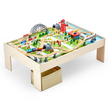 Τραπεζάκι VEVOR Train Table 120 τεμαχίων Ξύλινο παιδικό τραπέζι δραστηριοτήτων με πτυσσόμενο κάδο αποθήκευσης