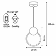 LG-6438-Round Μεταλλικό Κρεμαστό Φωτιστικό 12Watt CCT - Εναλλαγή Φωτισμού μέσω Διακόπτη On/Off All In One