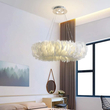 100069 ROMA Κρεμαστό Φωτιστικό Οροφής Πολύφωτο 6xE27 Μεταλλικό με Πούπουλα Λευκό Φ50 x Υ120cm